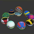 Colorful Spherical Objects With Various Designs Arranged In Circle And Metallic Reflective Surfaces