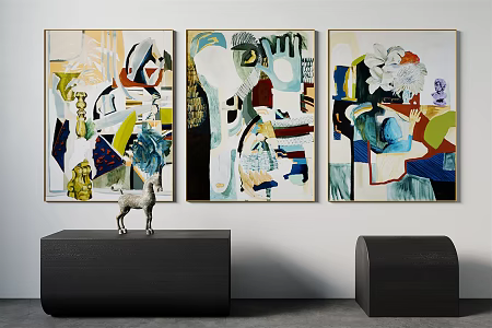 Quiet abstract painting decorative painting 3d model