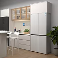 Live Stream of Modern Open Kitchen with Island Counter Refrigerator and Cabinets