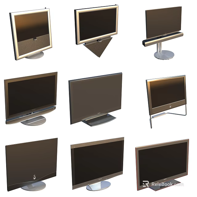 Various Modern TV Sets With Different Stand Designs For Home Entertainment 3d model 