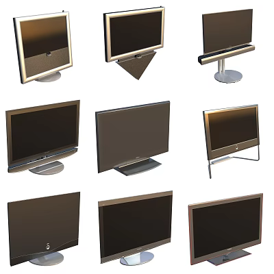 Various Modern TV Sets With Different Stand Designs For Home Entertainment 3d model