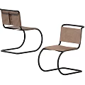 Modern Minimalist Leisure Chairs Featuring Black Metal Frame And Brown Seat Backrest