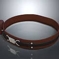 Stylish Brown Leather Belt With Black Trim And Metal Buckle Design