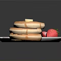 Golden Stack of Freshly Made Pancakes Drizzled With Syrup On White Plate