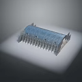 Gothic Style Building Model With Blue Roof Arched Structure And Spires