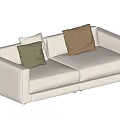 Beige Two-Seater Sofa with Green and Brown Cushions for Living Room Decor