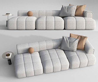 Modern three-seat sofa multiplayer sofa 3d model