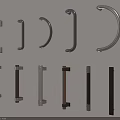 Various Modern Door Handles With Different Shapes And Metal Finishes On Light Wall