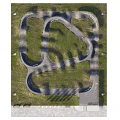 Road Facilities Design With Winding Roads Green Spaces Street Lights And Benches