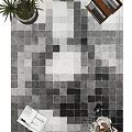 Modern Square Rug With Geometric Square Patterns In Black White And Gray Tones 3d model