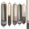 Modern Decorative Screen With Gold Metal Frame And Vertical Slats Design