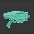 Futuristic Sci Fi Weapon With White Gray Body Green Energy Core And Mechanical Details