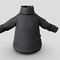 Dark Gray Ribbed Turtleneck Sweater With Long Sleeves And Loose Fit Design