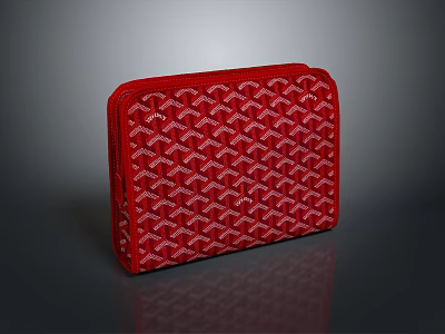 Fashionable Red Clutch With Textured Geometric Pattern For Daily Use 3d model