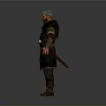 Viking Warrior 3D Character Model With Fur Trimmed Armor Leather Belt And Sword