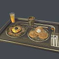 Elegant Modern Tray Setup Featuring Desserts Pastries Orange Juice And Cutlery
