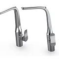 Two Modern Stainless Steel Faucets With Curved Spout And Handle Design