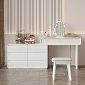 Modern White Dressing Table Interior With Mirror Stool And Cosmetics 3d model