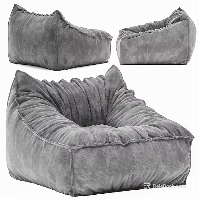 Plush Gray Velvet Single Sofa Soft Comfortable Design With Multiple Angles 3d model 