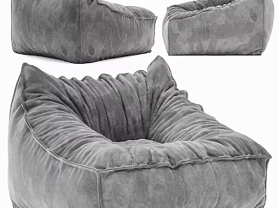 Plush Gray Velvet Single Sofa Soft Comfortable Design With Multiple Angles 3d model
