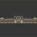 Traditional Wooden Architecture With Symmetrical Design Tile Roof And Veranda Structure
