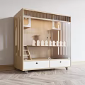 Wooden Children's Storage Cabinet With Stairs Transparent Doors Decorative Fences And Drawers