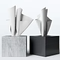 Modern Household Tissue Boxes with Gray Wooden Texture and Black Design