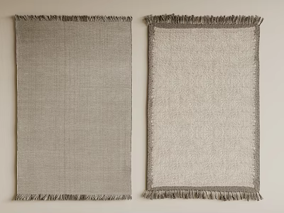 Gray Square Rugs with Textured Surfaces and Fringed Edges for Home Decor 3d model