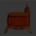 Vintage Red Leather Three Seater Sofa With Carved Wooden Frame And Ornate Design