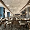 Elegant Modern Restaurant Interior With Pendant Lights Marble Floors Wooden Tables And Wine Racks