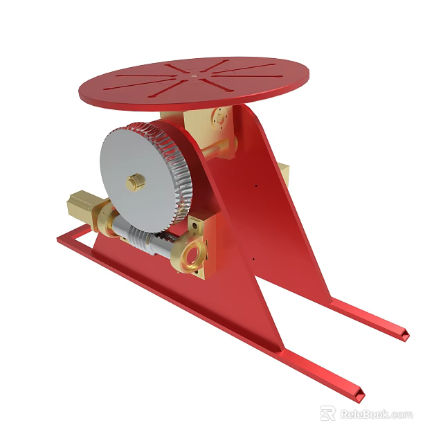 Red Mechanical Rotating Platform With Gear Structure And Metal Base 3d model