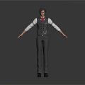 Men's Formal Clothing Set Including Gray Vest White Shirt Red Tie And Pants