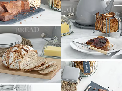 Modern Food Bread Teapot Jam 3d model