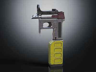 Tactical Pistol With Yellow Magazine And Metal Components Design 3d model