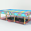 Colorful Amusement Carousel Ride with Striped Roof and Colorful Seats for Kids