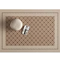 Square Rug With Beige Base Diamond Pattern And Decorative Stone Small Card Accents 3d model