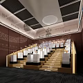 Cinema Interior With Red Seats Staircase Decorated Walls Lighting And Screen