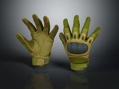 Tactical Military Gloves Olive Green Brown with Reinforced Palm Finger and Knuckle Design 3d model