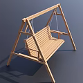 Wooden Outdoor Swing Chair With Slatted Seat And Hanging Design For Garden Relaxation