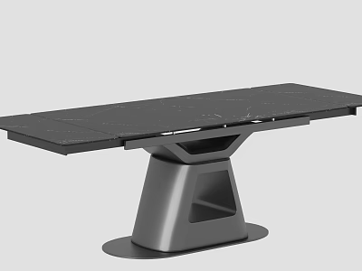 Modern Black Dining Table With Sleek Marble Top And Metal Base 3d model