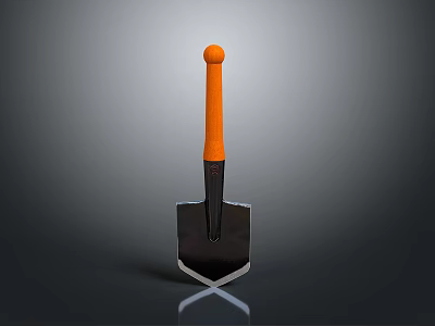 Heavy Duty Manual Garden Shovel With Orange Handle And Black Blade 3d model