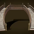 Elegant Curved Staircase With Wooden Handrails Marble Steps And Decorative Pillars