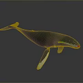 Realistic 3D Model of Blue Whale with White Fins on Dark Reflective Background
