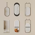 Modern Decorative Mirrors Various Shapes Frame Styles And Textures On Wall 3d model
