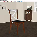 Wooden Frame Accent Chair With Cross Back Design And Black Padded Seat In Indoor Space