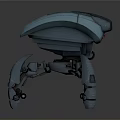 Futuristic Robotic Biomechanical Creature With Metallic Blue Head Shiny Surface Mechanical Legs And Reflective Floor