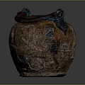 Unique Rustic Handcrafted Ceramic Vase With Textured Surface And Multicolored Patina