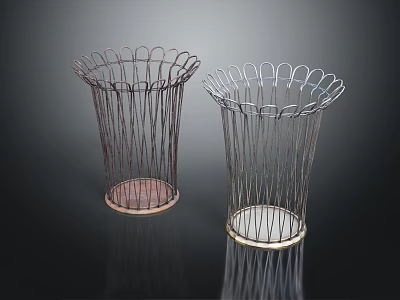 Modern Metal Wire Storage Baskets With Two Tone Colors And Circular Base Design 3d model
