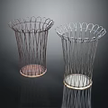 Modern Metal Wire Storage Baskets With Two Tone Colors And Circular Base Design 3d model
