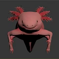 Unique Pink Axolotl Aquatic Animal With Red Feathery Gills Smooth Body And Limbs